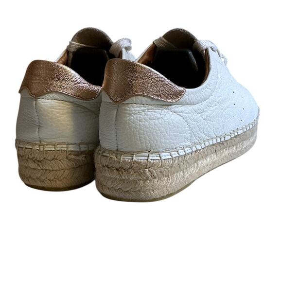 Dalson Espadrilles White Leather Lace Up Jute Platform Sneakers Sz 6/EU37 - Picture 4 of 12